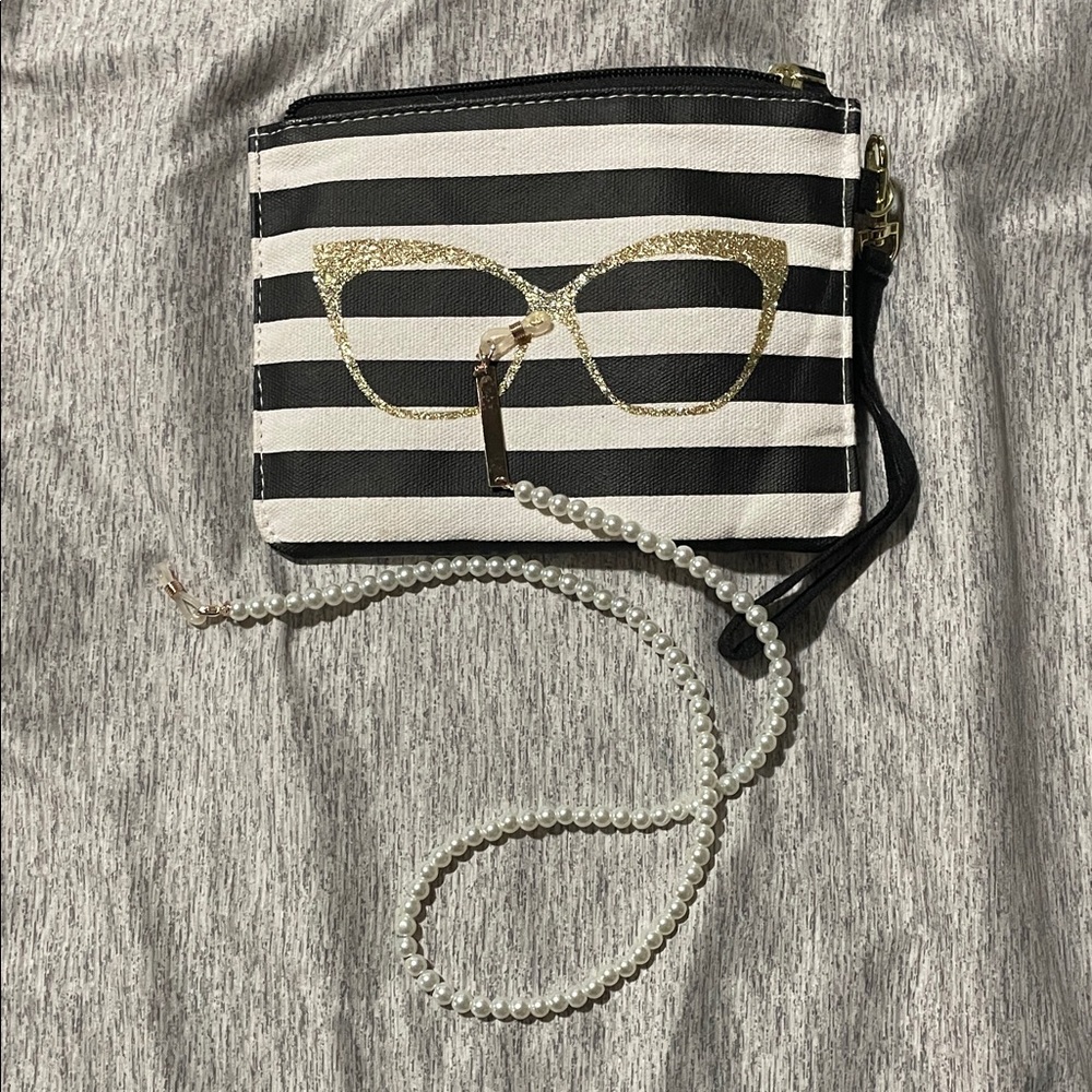 Betsey Johnson wristlet and faux pearl eyeglass holders